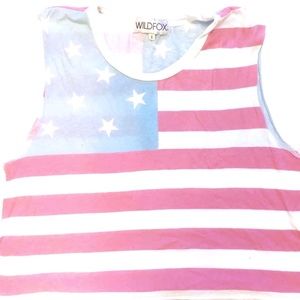 WILDFOX American flag boxy crop(ish) tank. Size small.